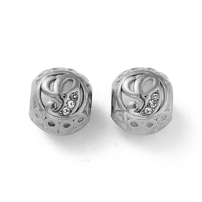 304 Stainless Steel Rhinestone European Beads STAS-A092-10G-P-1