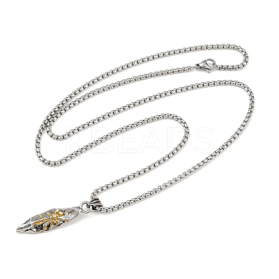 Alloy Sun Totern Pendant Box Chain Necklaces NJEW-Z101-02P-1