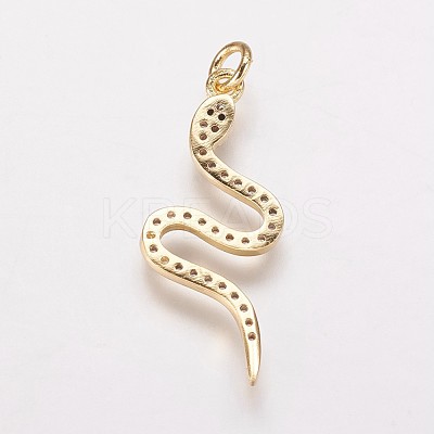 Brass Cubic Zirconia Pendants KK-P134-27G-1