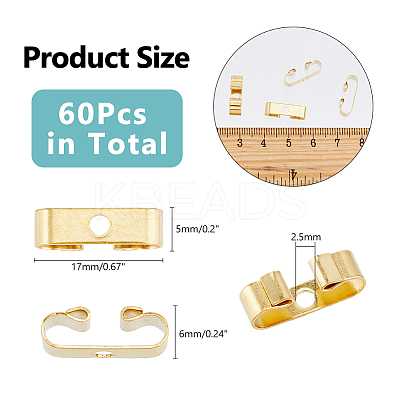 60Pcs Brass Bolo Tie Slide Clasp KK-DC0004-14-1