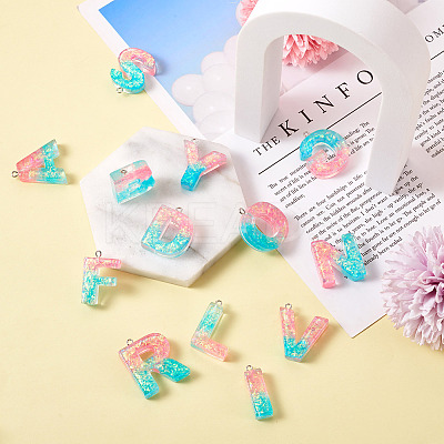 26Pcs 26 Style Transparent Epoxy Resin Pendants CRES-TA0001-13-1
