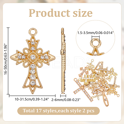 34pcs 17 styles Zinc Alloy Pendants FIND-AR0005-30-1