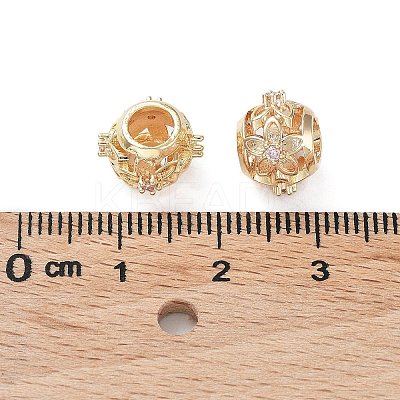 Rack Plating Brass Micro Pave Cubic Zirconia European Beads KK-B078-08G14-1