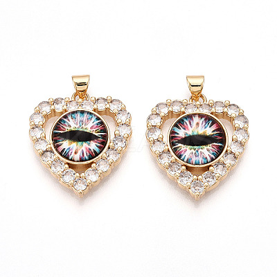 Brass Micro Pave Clear Cubic Zirconia Pendants for Women KK-T070-93A-03-1