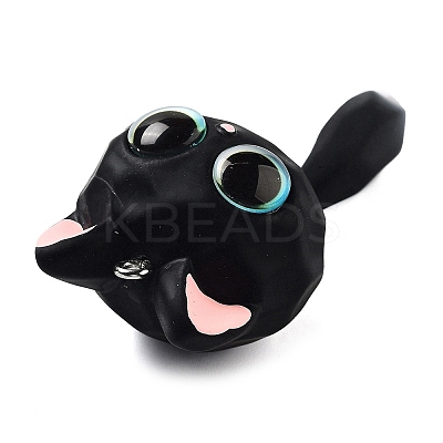 Opaque Resin Kitten Bell Big Pendants RESI-A032-01P-02-1