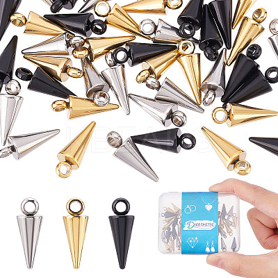 42Pcs 3 Colors 201 Stainless Steel Charms STAS-DC0010-46-1