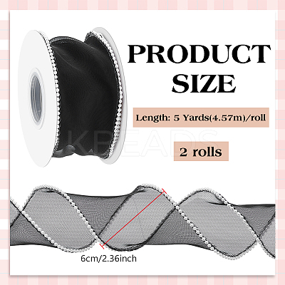 5 Yards Organza Plastic Ribbon with Plastic Pearl Edged OCOR-WH0101-185B-1