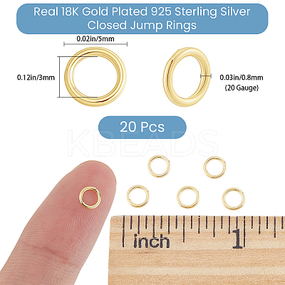 20Pcs 925 Sterling Silver Round Rings STER-BBC0009-64A-G-1