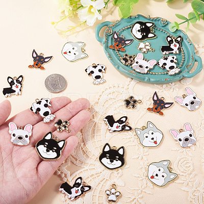 32Pcs 8 Styles Alloy Enamel Pendants ENAM-TA0004-18-1