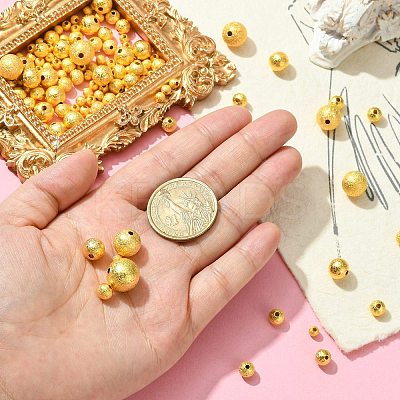 468Pcs 5 Style Brass Round Textured Spacer Beads KK-CJ0002-13-1
