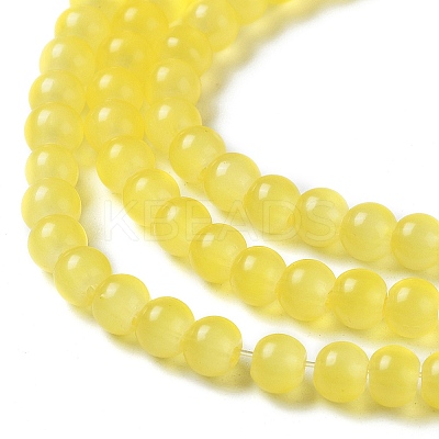 Baking Paint Imitation Jade Glass Round Bead Strands DGLA-Q021-4mm-24-1