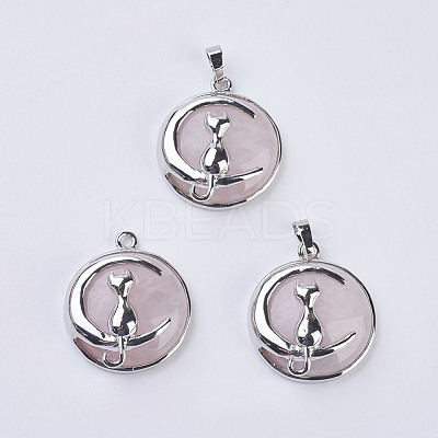 Natural Rose Quartz Kitten Pendants X-G-K234-D13-1