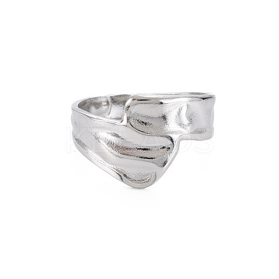 Non-Tarnish 304 Stainless Steel Irregular Wide Band Open Cuff Ring for Women RJEW-N038-049P-1