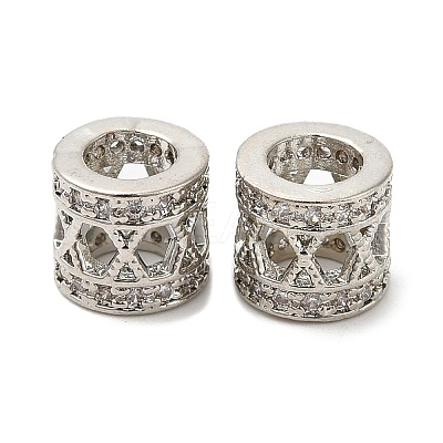 Rack Plating Brass Cubic Zirconia European Beads KK-R147-08P-1