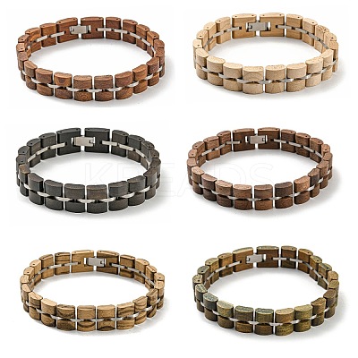 Wooden Watch Band Bracelets for Women Men BJEW-M306-01P-1