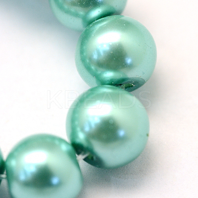 Baking Paint Pearlized Glass Pearl Round Bead Strands X-HY-Q330-8mm-32-1