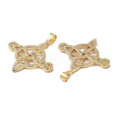 Rack Plating Brass Pave Cubic Zirconia Pendants KK-O142-51G-1