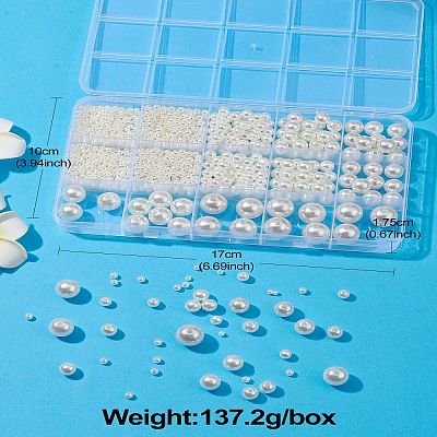 About 1173pcs ABS Plastic Imitation Pearl Beads KY-CJ0001-96-1