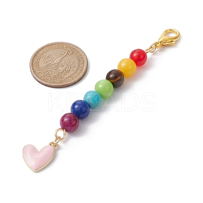 Alloy Enamel Heart Pendant Decorations HJEW-JM01507-03-1