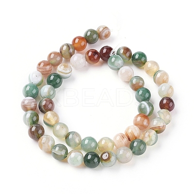 Natural Striped Agate/Banded Agate Beads Strands X1-G-G582-6mm-49-1