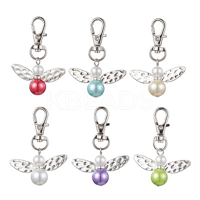 5Pcs 5 Colors Fairy Shape Glass Pendant Decorations HJEW-JM01812-S-1