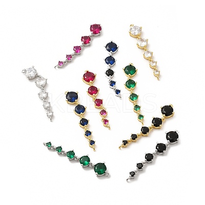 Rack Plating Brass Pave Cubic Zirconia Connector Charms KK-G458-02-1
