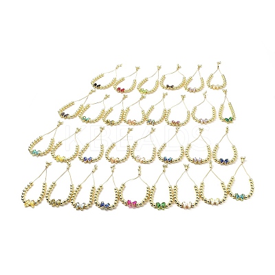 Rack Plating Brass Round Bead Slider Bracelets for Women BJEW-M232-03G-1