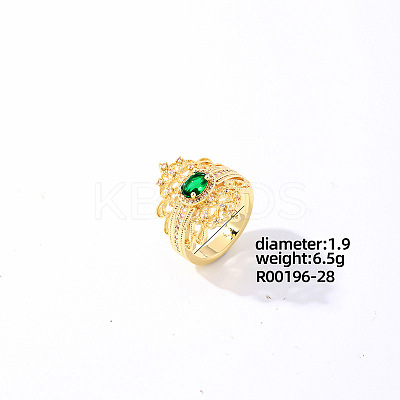 Brass Rhinestones Finger Rings for Women KK6620-3-1