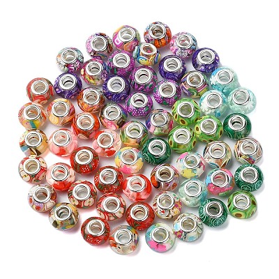 20Pcs 5 Colors Transparent Resin European Rondelle Beads RPDL-YW0001-13A-1