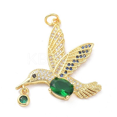 Real 18K Gold Plated Brass Micro Pave Cubic Zirconia Pendants KK-D004-24G-1