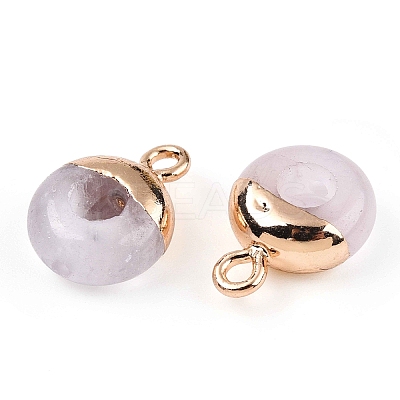 Natural Rose Quartz Flat Round/Donut Charms G-I347-17-1
