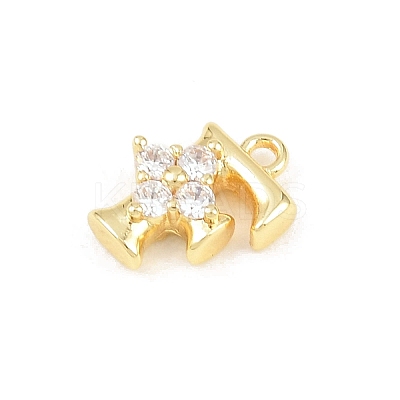 Brass Micro Pave Clear Cubic Zirconia Charms KK-Z151-18G-F-1
