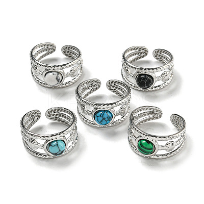 304 Stainless Steel Open Cuff Rings RJEW-C079-14P-1
