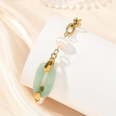 304 Stainless Steel Figaro Chains with Natural Mixed Gemstone BJEW-JB14452-1