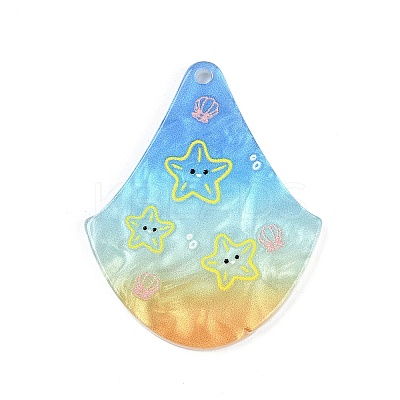 Marine Organism Series Fan Shape Acrylic Pendants OACR-Q101-03D-1