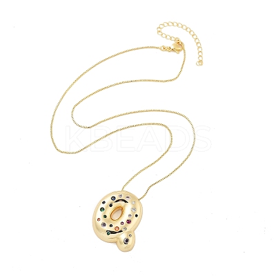 Brass Micro Pave Cubic Zirconia Letter Pendant Necklaces LS-KK-Z069-01G-Q-1