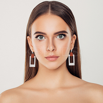 4 Pairs 4 Styles Round & Rectangle & Polygon & Ring Brass Dangle Hoop Earrings EJEW-AN0003-06-1