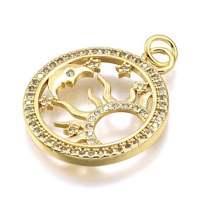 Rack Plating Brass Micro Pave Cubic Zirconia Pendants KK-K401-48A-G-1