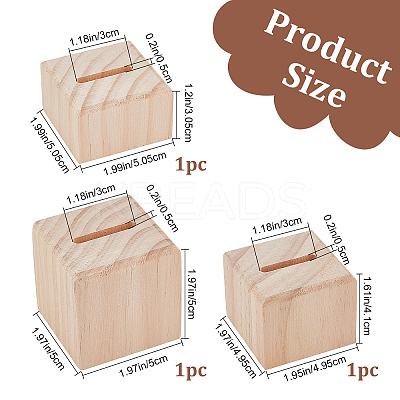 3 Sizes Wood Ring Display Pedestal Set ODIS-WH0029-96-1
