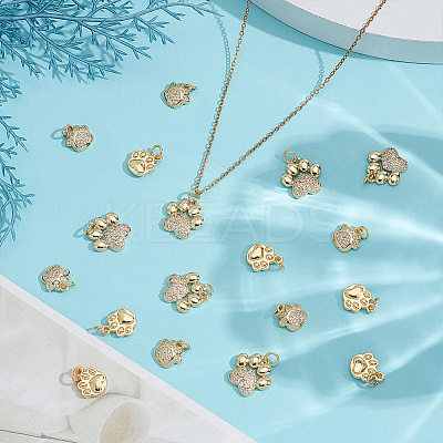 18Pcs 3 Styles Brass Micro Pave Cubic Zirconia Charms KK-WR0012-51-1