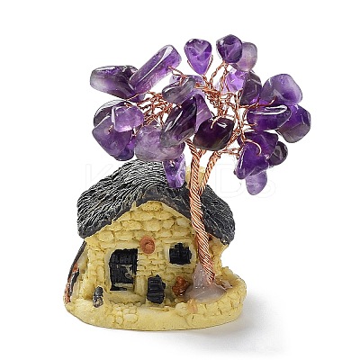 Resin & Natural Amethyst Model Ornament DJEW-Z001-01F-1