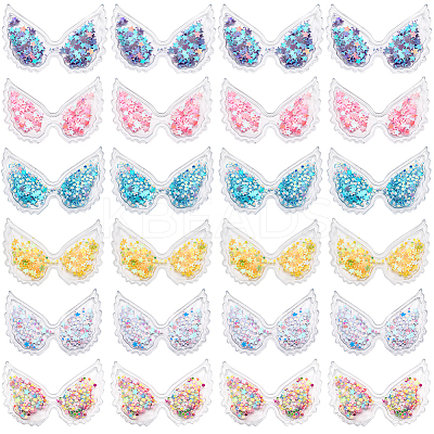 60Pcs 6 Colors Wing PVC Sequin Plastic Cabochons FIND-GF0005-42-1