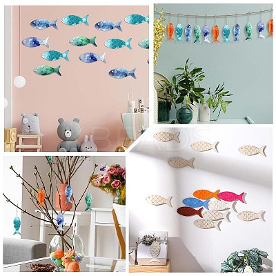 30Pcs Fish Unfinished Wood Cutouts Pendant Decorations DIY-SP0004-52-1