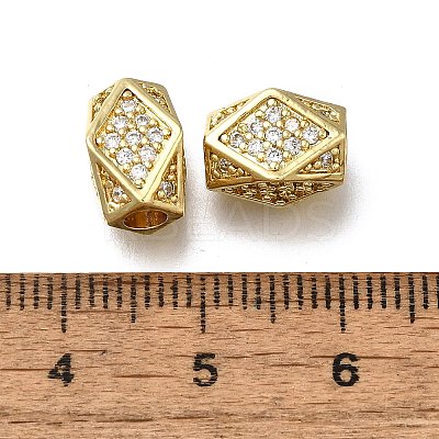 Brass Micro Pave Clear Cubic Zirconia European Beads ZIRC-I070-045G-1