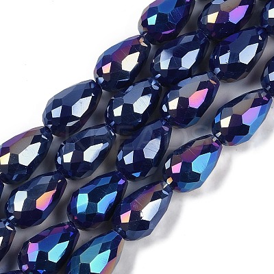 Opaque Solid Color Electroplate Glass Beads Strands X-EGLA-N013-P6mm-B03-1