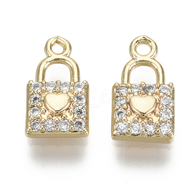 Brass Micro Pave Clear Cubic Zirconia Charms KK-S348-543-NF-1