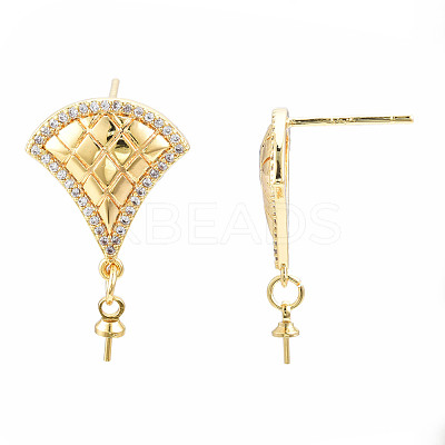 Brass Micro Pave Cubic Zirconia Stud Earring Findings KK-N233-137-1