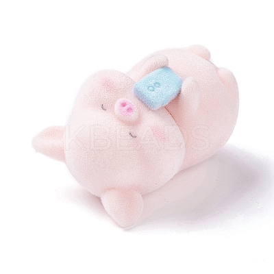 Flocky Resin Miniature Pig Figurines LS-AJEW-Z007-06-1