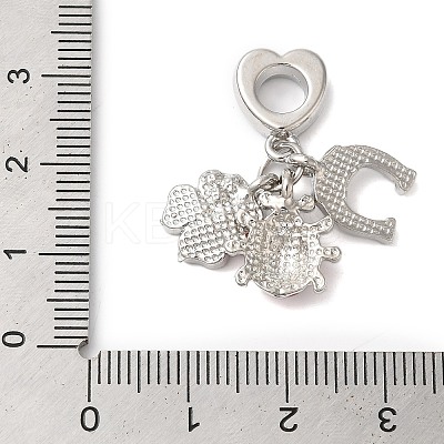 Rack Plating Alloy Emerald Rhinestone European Dangle Charms PALLOY-S189-24P-1