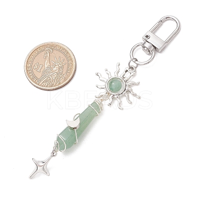5Pcs Bullet Natural Lapis Lazuli & Green Aventurine & Amethyst & Quartz Crystal & Rose Quartz & Yellow Jade Pendant Decoration HJEW-JM03056-1